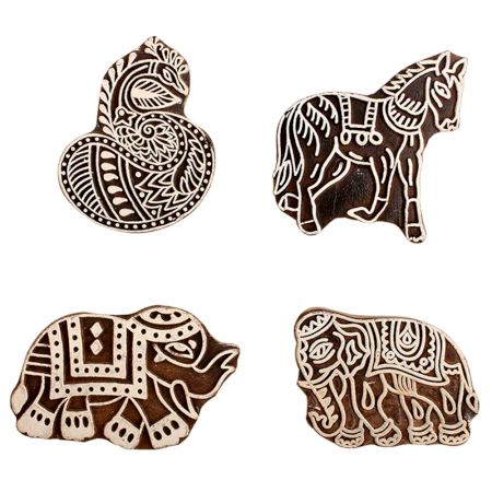 Set of 4 Piece New Mix Wooden Printing Block